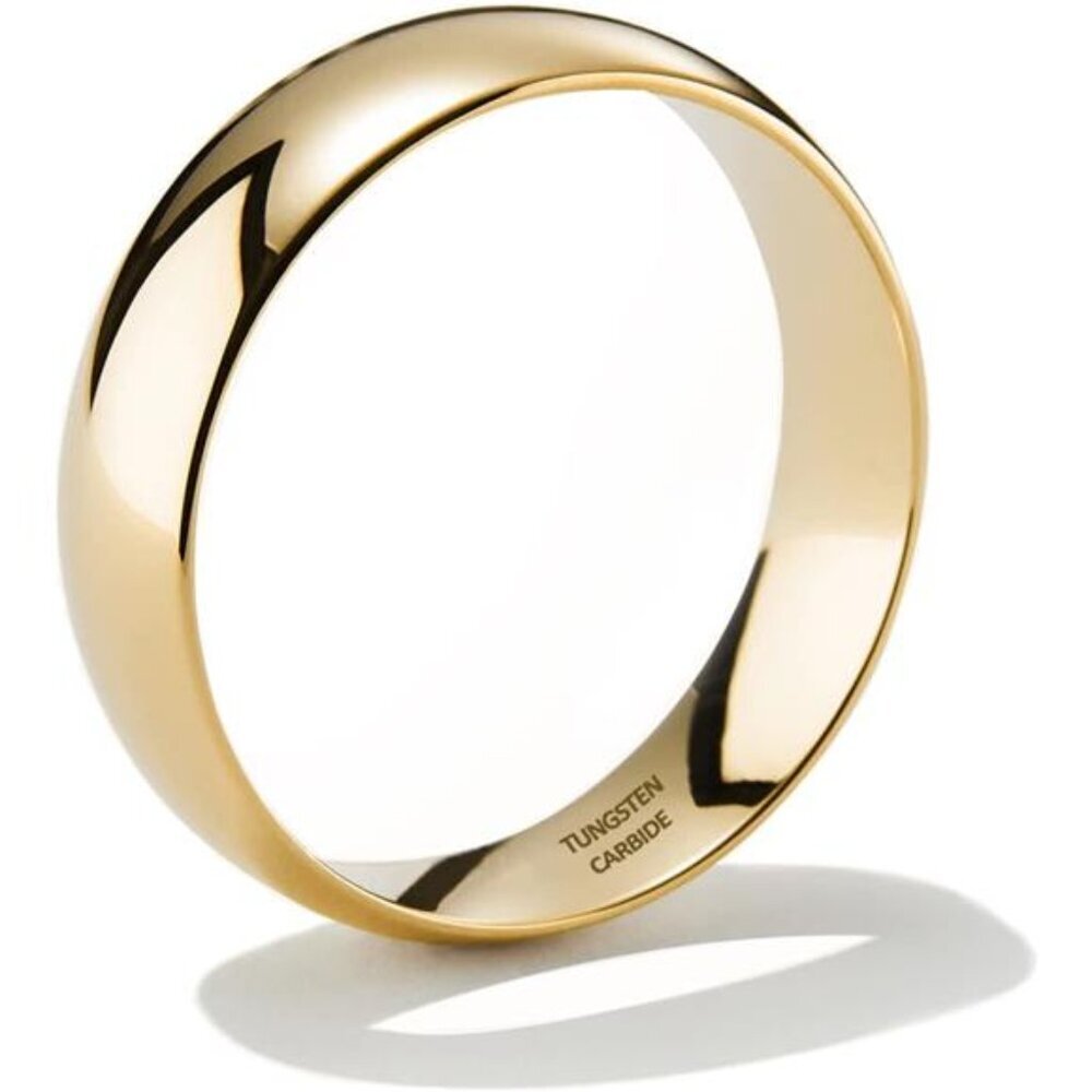 Gold Wedding Bands Tungsten Dainty Gold Dome Rings Thumb Pinky Ring High Polish